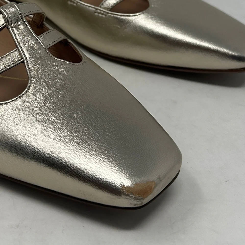 Cole Haan Grand 350 Soft Gold Brigid T Strap Ballet Flat Women’s 9 Leather shoes